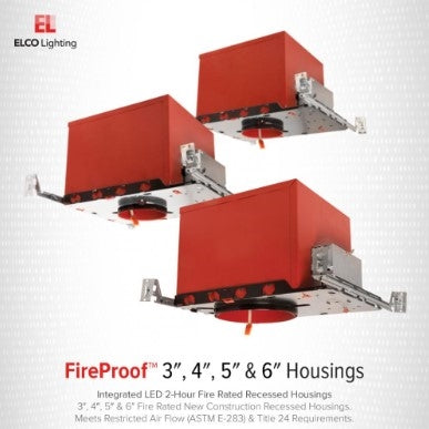 EL39FICA-7 - 3" New Construction 2-Hour Fire Rated IC Airtight Housing - 14W - 120/277V - Red