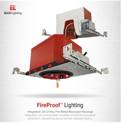 EL48FICDXA - 4" 0-10V LED Fire Rated New Construction IC Airtight Housing - 14W Max. - 120/277V - 2-Hour Fire Resistance - Dimmable - Red