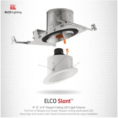 EL51227B - 5" Sloped Ceiling LED Reflector Insert - 15W - 2700K - 120V - Black/White Trim