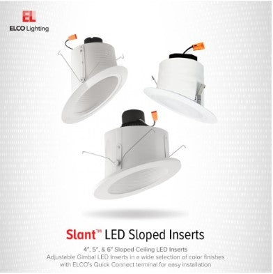 EL51227W - 5" Sloped Ceiling LED Reflector Insert - 15W - 2700K - 120V - White