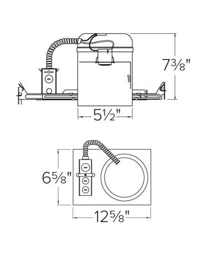 5" Aluminum Airtight IC Housing - 75W Max. - 120V - Medium Base PAR Lamps - Socket Bracket - Silver