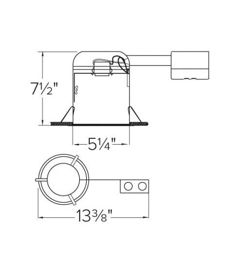 EL5RICA - 5" Aluminum Airtight IC Remodel Housing - 75W Max. - 120V - Medium Base PAR Lamps - Socket Bracket - Silver