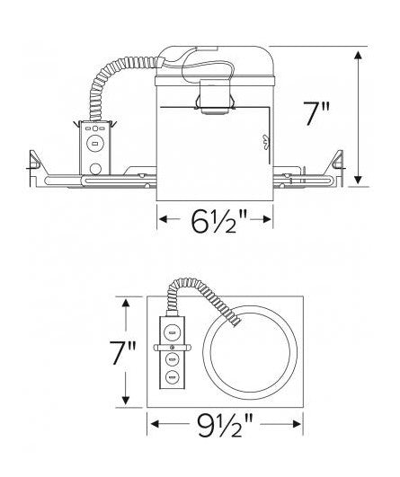 6" Airtight IC Housing - 120V - Medium Base PAR Lamps - Socket Bracket - Silver
