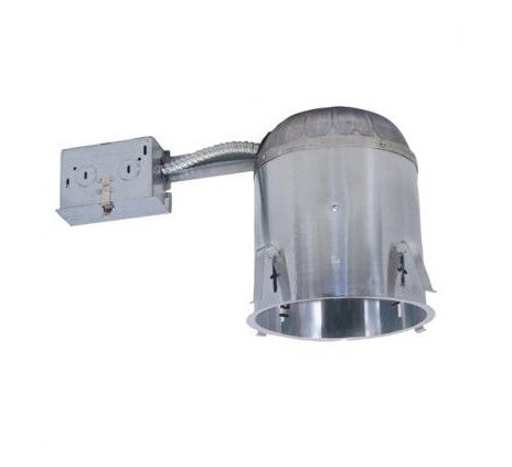 6" Airtight IC Remodel Housing - 90W - 120V - Medium Base PAR Lamps - Socket Bracket - Silver