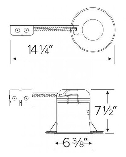 6" Airtight IC Remodel Housing - 90W - 120V - Medium Base PAR Lamps - Socket Bracket - Silver