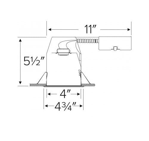 4" Remodel Housing with Adjustable Lamp Holder - 50W Max. - PAR Type or 120V MR16 (With Adapter) - Medium Base E26 - 120V - Silver