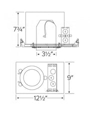 ELK73FICAD - 3" New Construction 2-Hour Fire Rated IC Airtight Housing - 10.5W - 120/277V - 0-10V/Triac/ELV