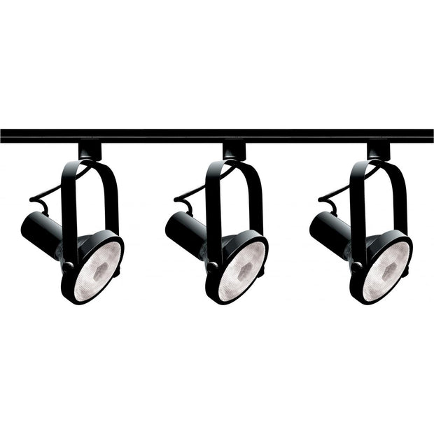 TK317 BLACK PAR30 GIMBAL RING TRACK  3 Light - PAR30 - Gimbal Ring Track Kit - 4 foot Track - Black
