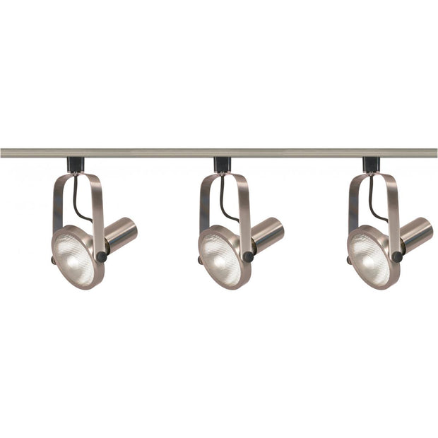 TK343 PAR30 BRUSH NICKEL GIMBAL RING  3 Light - PAR30 - Gimbal Ring Track Kit - 4 foot Track - Brushed Nickel